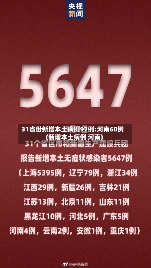 31省份新增本土病例97例:河南60例(新增本土病例 河南)