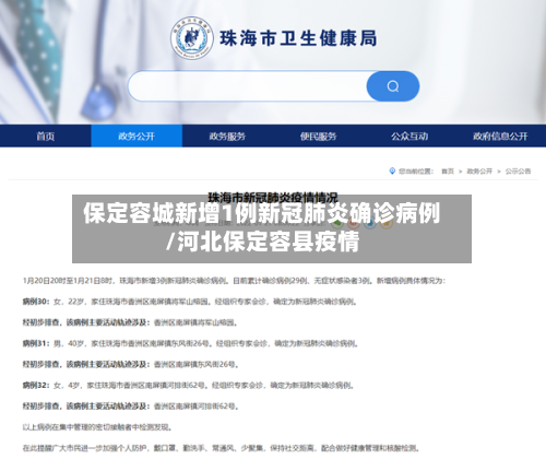 保定容城新增1例新冠肺炎确诊病例/河北保定容县疫情