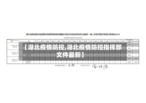 【湖北疫情防控,湖北疫情防控指挥部文件最新】