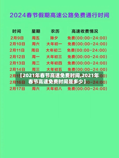 【2021年春节高速免费时间,2021年春节高速免费时间是多少】