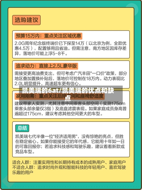 凯美瑞的6at/凯美瑞的优点和缺点