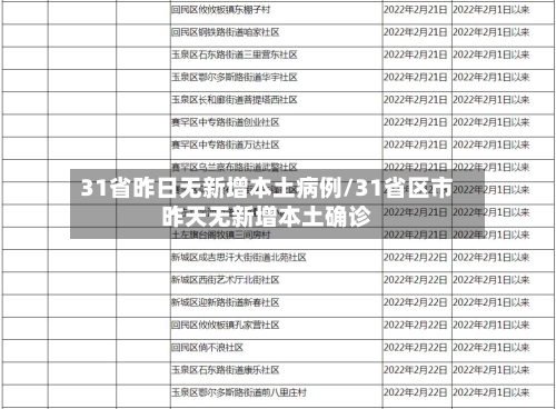 31省昨日无新增本土病例/31省区市昨天无新增本土确诊