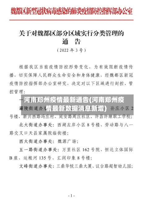 河南郑州疫情最新通告(河南郑州疫情最新数据消息新增)