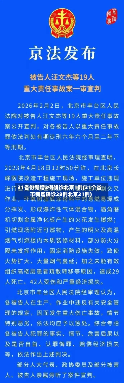 31省份新增3例确诊北京1例(31个省市新增确诊28例北京21例)