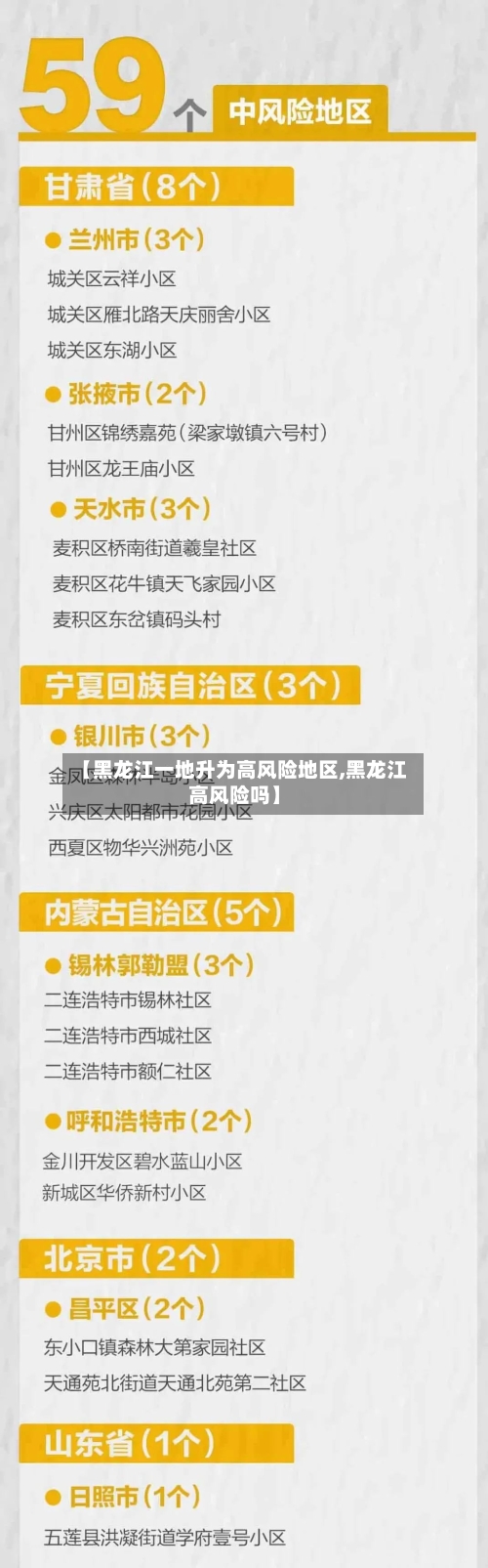 【黑龙江一地升为高风险地区,黑龙江高风险吗】