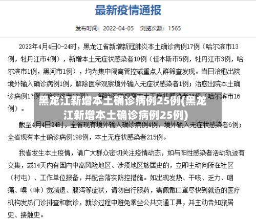 黑龙江新增本土确诊病例25例(黑龙江新增本土确诊病例25例)