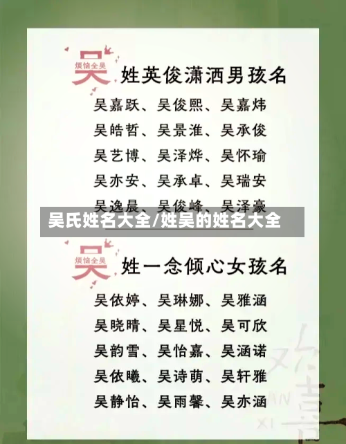 吴氏姓名大全/姓吴的姓名大全