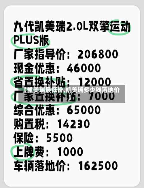 【凯美瑞最低价,凯美瑞多少钱落地价】
