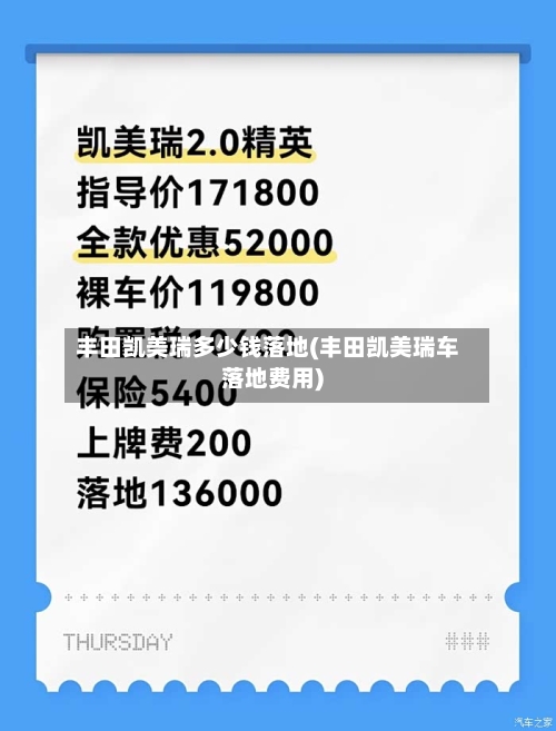 丰田凯美瑞多少钱落地(丰田凯美瑞车落地费用)