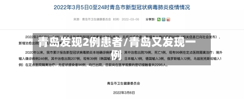 青岛发现2例患者/青岛又发现一例