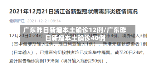 广东昨日新增本土确诊12例/广东昨日新增本土确诊40例