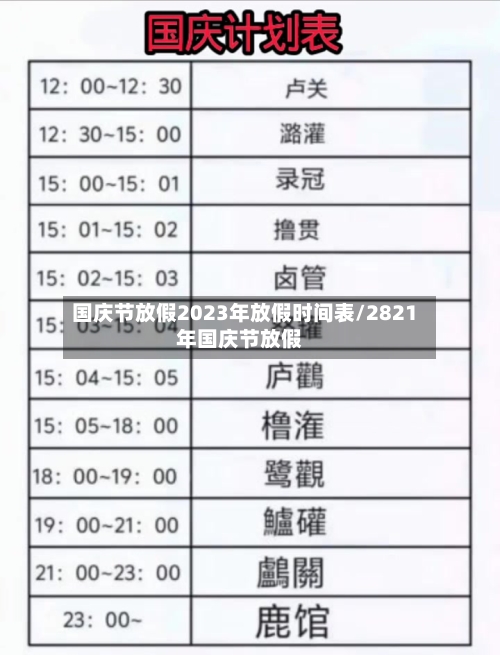 国庆节放假2023年放假时间表/2821年国庆节放假