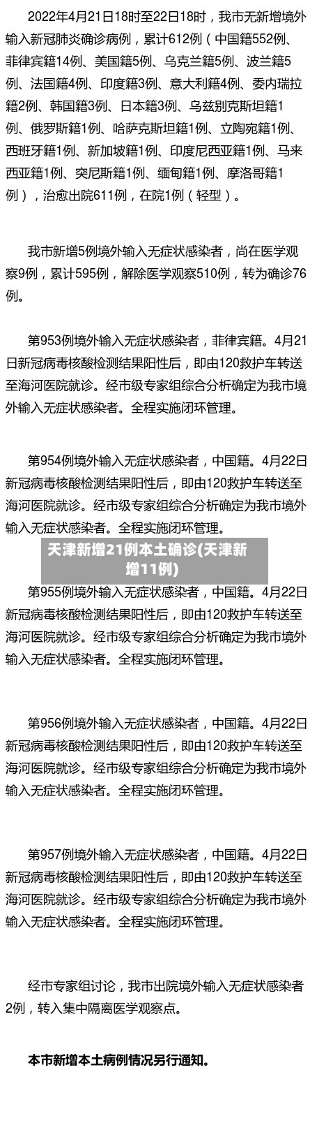 天津新增21例本土确诊(天津新增11例)
