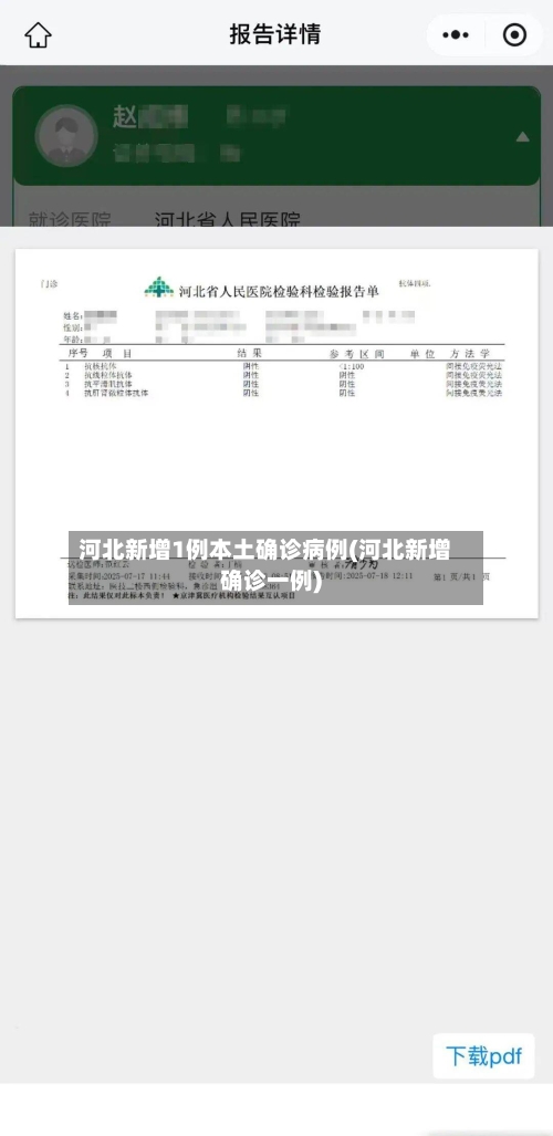 河北新增1例本土确诊病例(河北新增确诊一例)