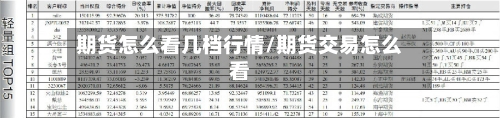 期货怎么看几档行情/期货交易怎么看